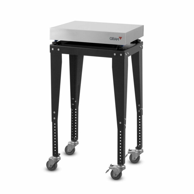 Balance industrielle avec table et pieds robustes et réglables en hauteur ou roulettes avec freins