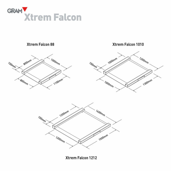 Plateforme de pesée industrielle Gram Xtrem Falcon disponible en plusieurs dimensions